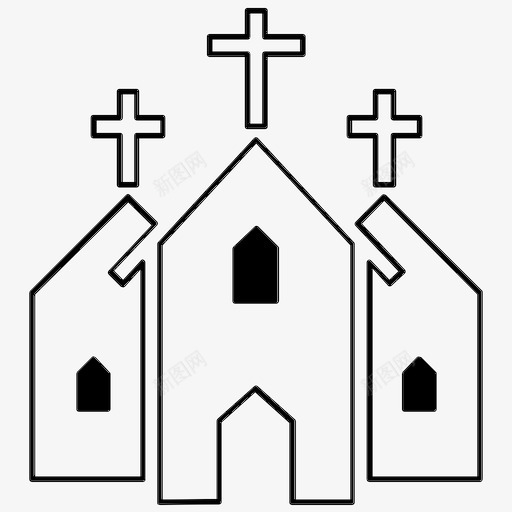 教堂圣诞节家庭图标svg_新图网 https://ixintu.com 圣诞节 家庭 教堂 祈祷