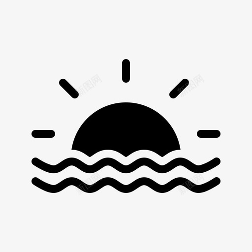 太阳海洋日出图标svg_新图网 https://ixintu.com 太阳 日出 日落 海洋 航海和海洋雕文
