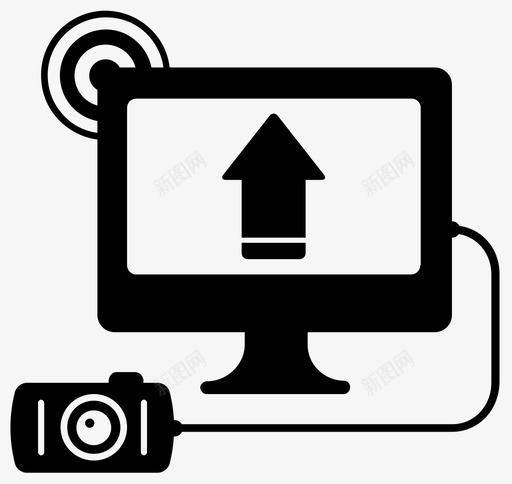 摄像头连接到电脑拍照同步图标svg_新图网 https://ixintu.com 上传 同步 拍照 摄像头连接到电脑