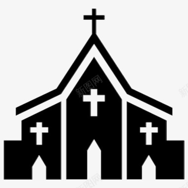 教堂建筑圣诞节图标图标