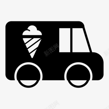 冰淇淋车汽车骑乘图标图标