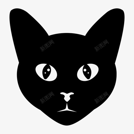 猫黑猫猫脸图标svg_新图网 https://ixintu.com 宠物 小猫 猫 猫脸 黑猫