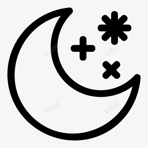 星夜月亮夜晚图标svg_新图网 https://ixintu.com 夜晚 天气 天气图标 星夜 月亮