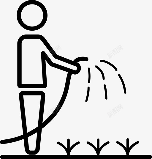 浇水花园园艺图标svg_新图网 https://ixintu.com 园艺 庭院 植物 浇水 花园 软管