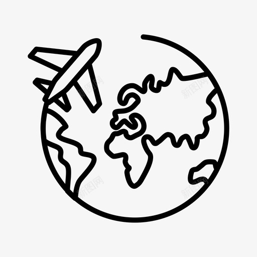 环游世界飞机地球图标svg_新图网 https://ixintu.com 位置 全球 地球 导航 旅行 环游世界 飞机