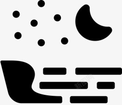 西雅图之夜海滩之夜月亮海洋图标高清图片