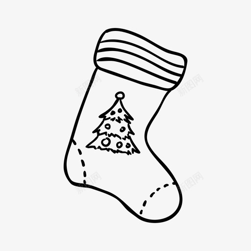 圣诞袜圣诞树袜子图标svg_新图网 https://ixintu.com 保暖 保暖的衣服 圣诞树 圣诞袜 袜子