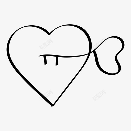 心和钥匙锁爱图标svg_新图网 https://ixintu.com 心和钥匙 情人节 浪漫 爱 锁