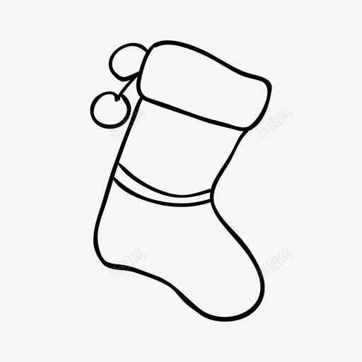 圣诞袜绒球袜子图标svg_新图网 https://ixintu.com 保暖的衣服 圣诞袜 绒球 袜子
