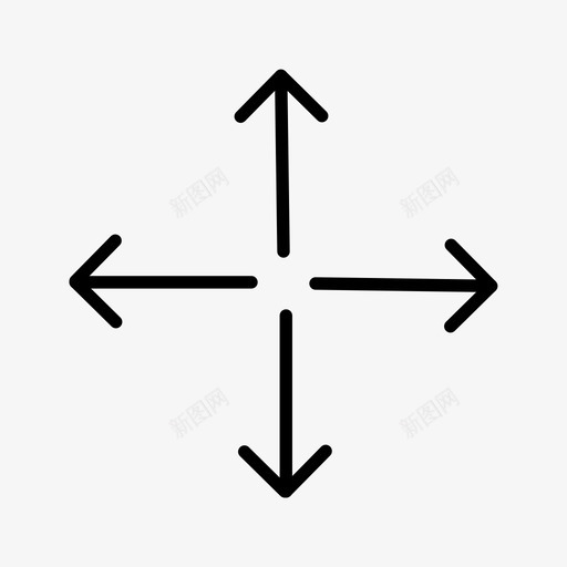 方向箭头十字路口图标svg_新图网 https://ixintu.com 十字路口 方向 标志 移动 符号 箭头