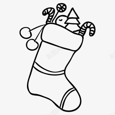 圣诞袜绒球袜子图标图标