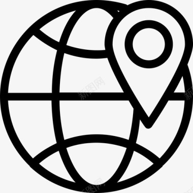 全球定位系统地球仪图钉图标图标