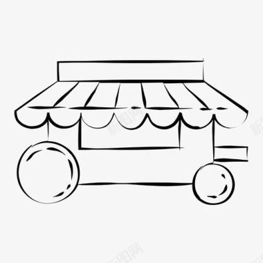 食品车快餐手绘图标图标