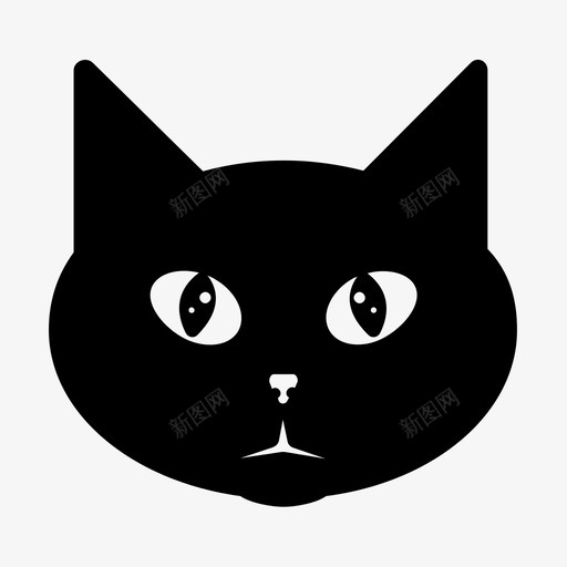 猫黑猫猫脸图标svg_新图网 https://ixintu.com 宠物 小猫 猫 猫脸 黑猫
