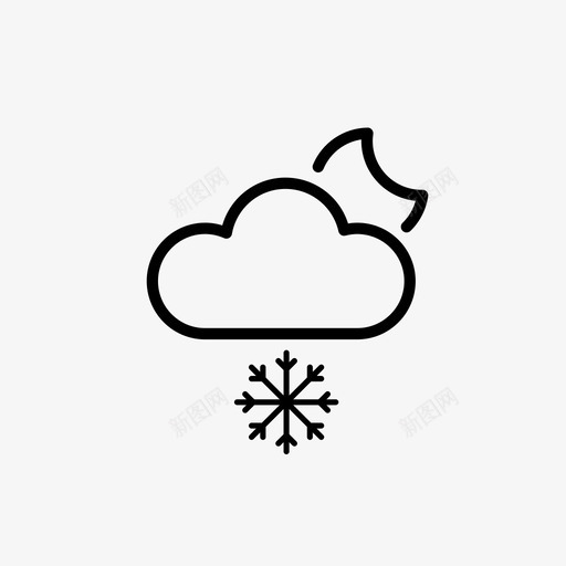 下雪夜晚天气图标svg_新图网 https://ixintu.com 下雪 夜晚 天气
