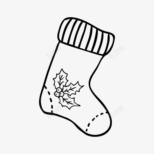 圣诞袜冬青袜子图标svg_新图网 https://ixintu.com 保暖 保暖的衣服 冬青 圣诞袜 袜子