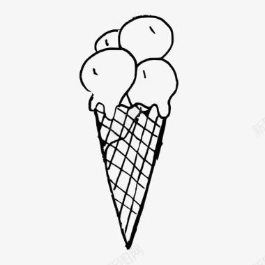 冰淇淋筒手绘冰淇淋图标图标