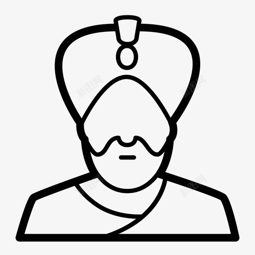 马哈拉贾印第安人人图标svg_新图网 https://ixintu.com 人 印第安人 头巾 马哈拉贾