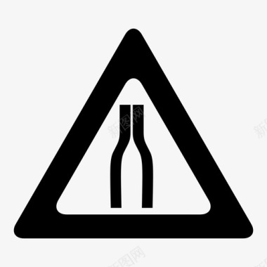 前方狭窄道路标志三角形图标图标