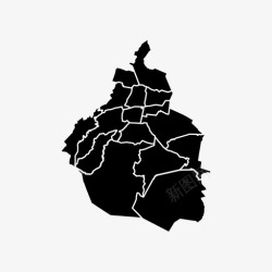 墨西哥DF墨西哥城行政区划城市地图图标高清图片