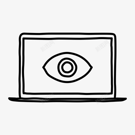 笔记本电脑眼设备手绘图标svg_新图网 https://ixintu.com 屏幕 手绘 笔记本电脑眼 视图 设备