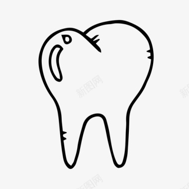 牙齿磨牙牙医和医生的涂鸦图标图标