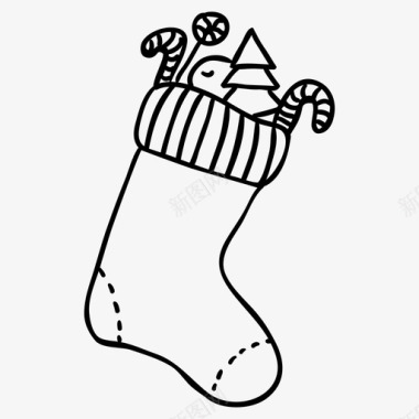 圣诞袜袜子糖果图标图标