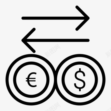 美元欧元银行金融货币图标图标