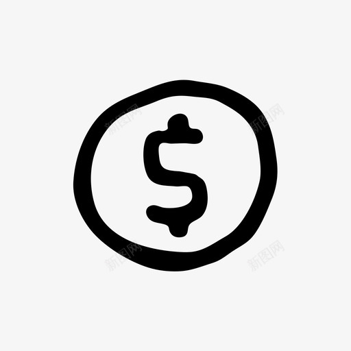 硬币美元手绘图标svg_新图网 https://ixintu.com 手绘 手绘材料设计图标 硬币 美元