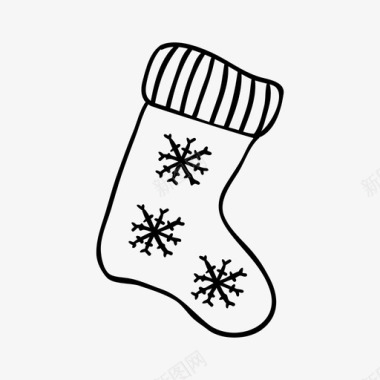 圣诞袜雪花袜子图标图标