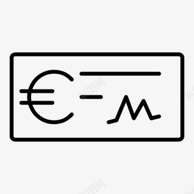 支票欧元欧元货币图标图标