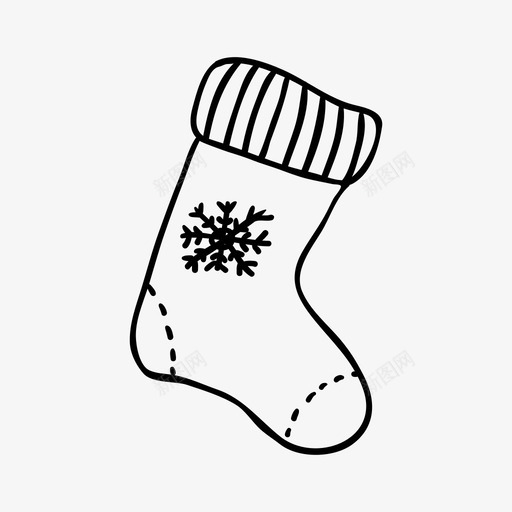 圣诞袜雪花袜子图标svg_新图网 https://ixintu.com 圣诞袜 暖和的衣服 袜子 雪花