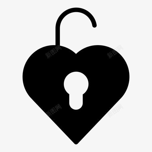 心解锁关闭钥匙图标svg_新图网 https://ixintu.com 关闭 心解锁 情人节简单填充 爱情 钥匙