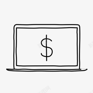 笔记本电脑钱设备手绘图标图标