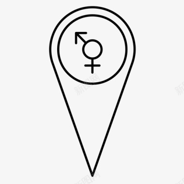 地图针平等性别图标图标