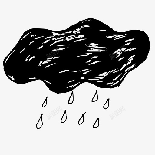 雨云手绘天气图标svg_新图网 https://ixintu.com 天气 天气预报 手绘 父母收藏 雨云