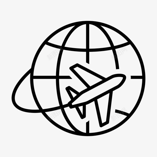 旅行飞机环游世界图标svg_新图网 https://ixintu.com 全球 地球 定位 导航 旅行 环游世界 飞机
