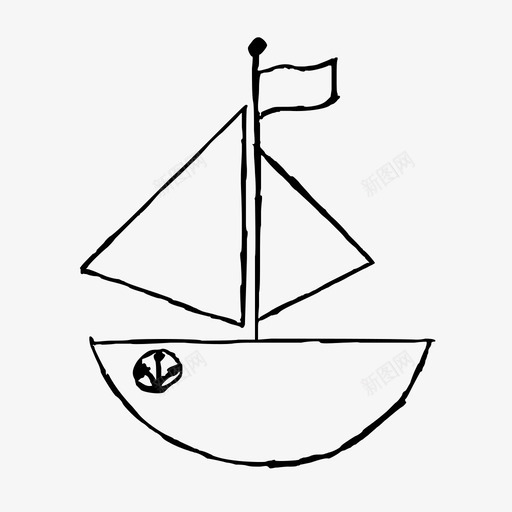 船旗手绘图标svg_新图网 https://ixintu.com 帆 我父母的收藏 手绘 旗 海 船