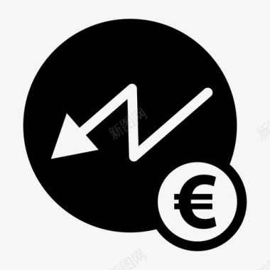 欧元下跌银行图标图标