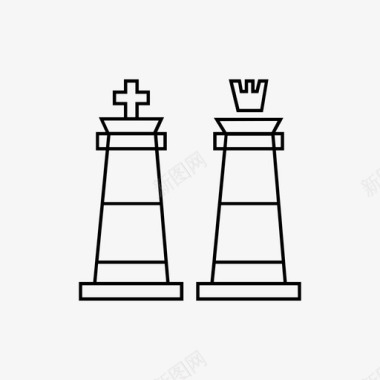 国王和王后国际象棋棋子图标图标