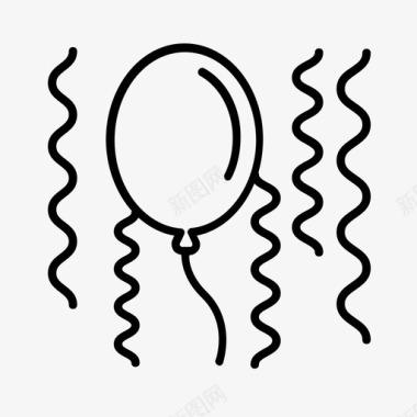 彩带气球生日图标图标