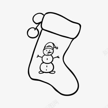 圣诞袜绒球雪人图标图标