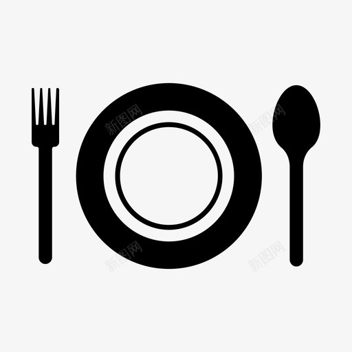 餐盘餐叉勺子图标svg_新图网 https://ixintu.com 勺子 桌子 餐叉 餐盘