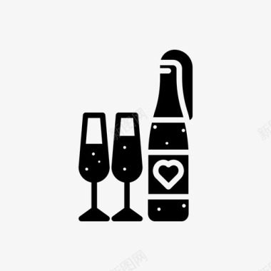 香槟庆祝爱情图标图标