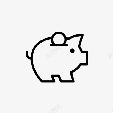 猪银行现金硬币图标图标