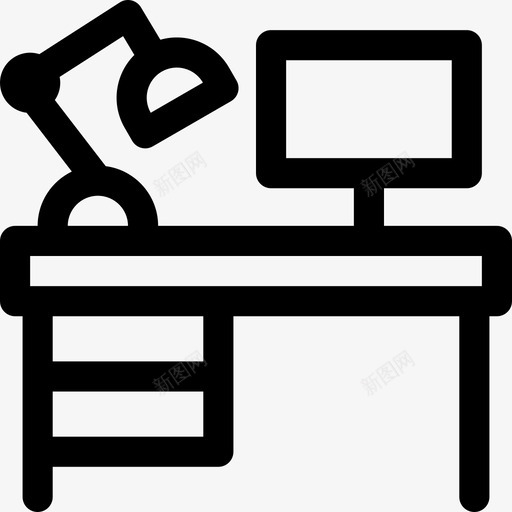 书桌电脑灯图标svg_新图网 https://ixintu.com 书桌 家具 屏风 工作 桌子 灯 电脑