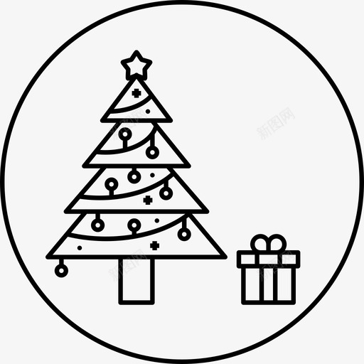 圣诞树装饰松树图标svg_新图网 https://ixintu.com 2017年新年环线 圣诞树 圣诞节 松树 装饰