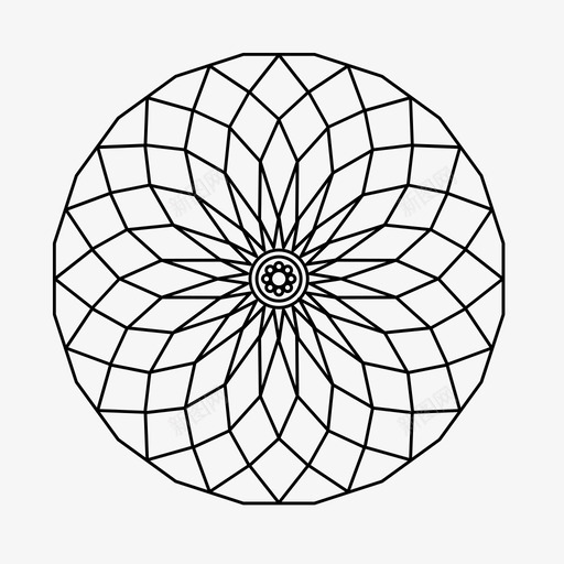 曼陀罗花几何图标svg_新图网 https://ixintu.com 几何 对称 数学 曼陀罗 科学 花