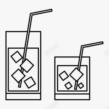 玻璃杯饮料冰块图标图标