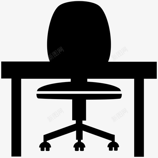 办公桌椅子电脑桌图标svg_新图网 https://ixintu.com 100个商业符号 人员 办公桌 协同工作 椅子 电脑桌